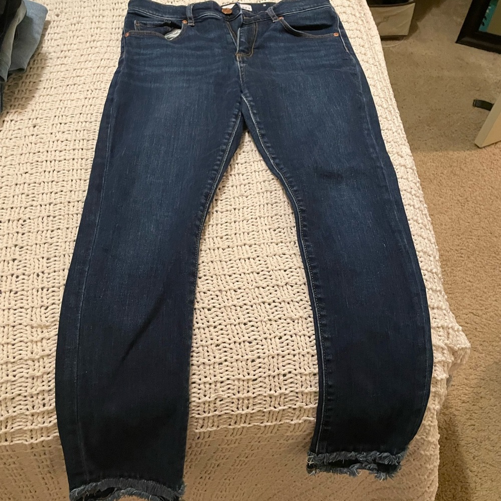 Loft jeans with frayed cuffs